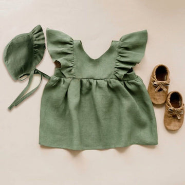 Linen Striped Baby Girl Dress